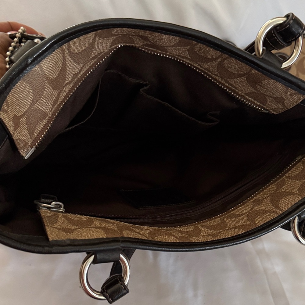 Coach Signature Brown and Black Tote - Picture 4 of 7